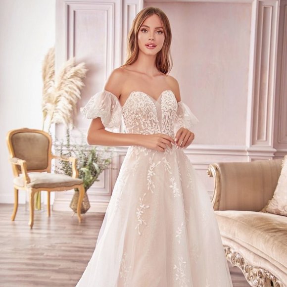 NEW LONG OFF SHOULDER SLEEVELESS DRESS WITH PUFF DETACHABLE SLEEVES AL A1014C